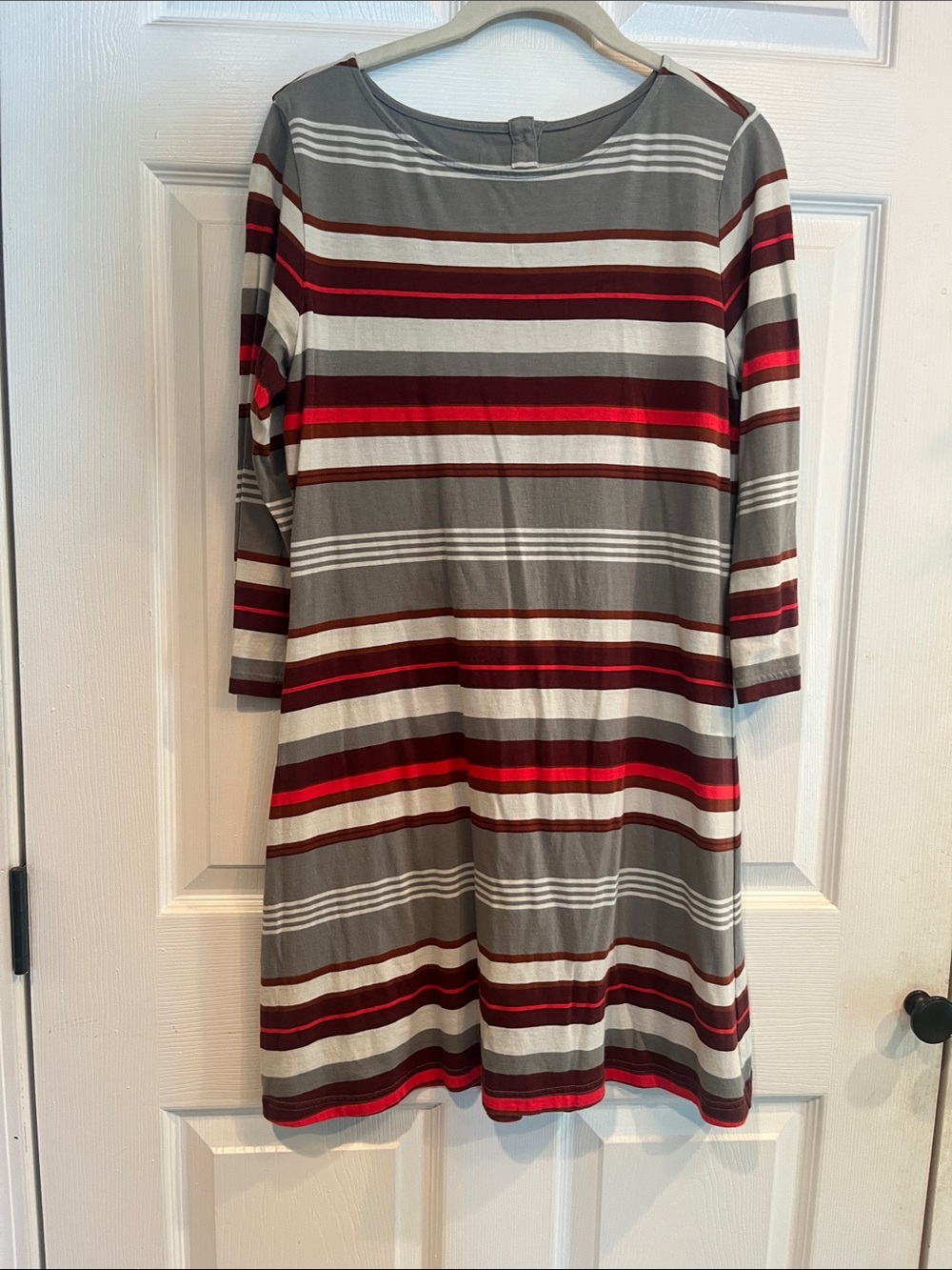 Patagonia Striped Mini Dress in Gray and Burgundy